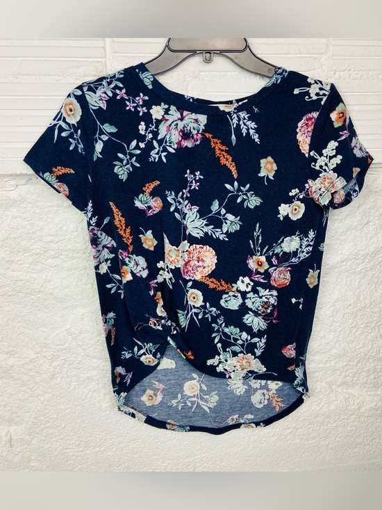 Wallflower Tops - Wallflower Navy Floral Twist-Front Short Sleeve Top size small